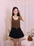 Buckle Up Pleated Mini Skirt