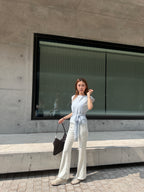Chiffon Cross Waist T Top