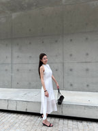 Holiday Tied Neck Maxi Dress