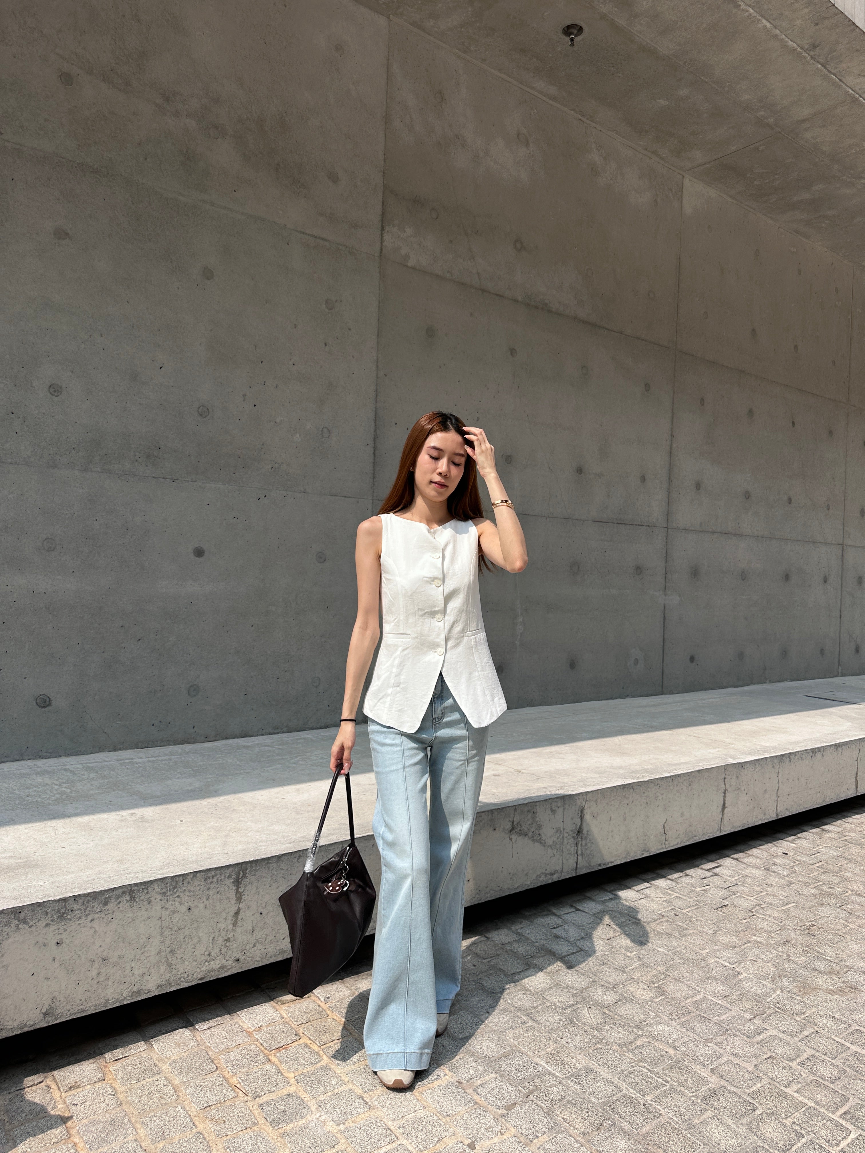 Lined Wide Leg Denim Jeans