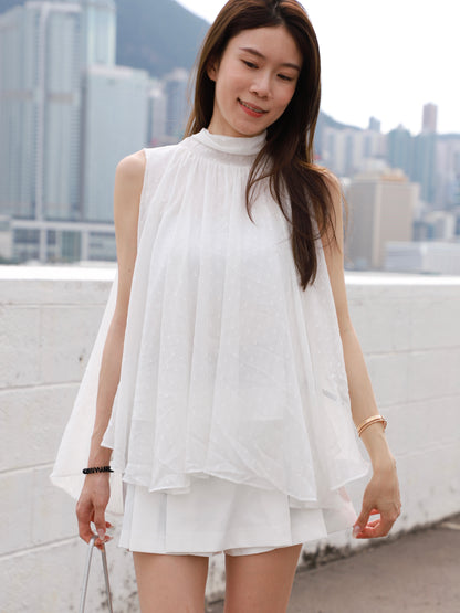 Chiffon Ribbon Alined Tank Top