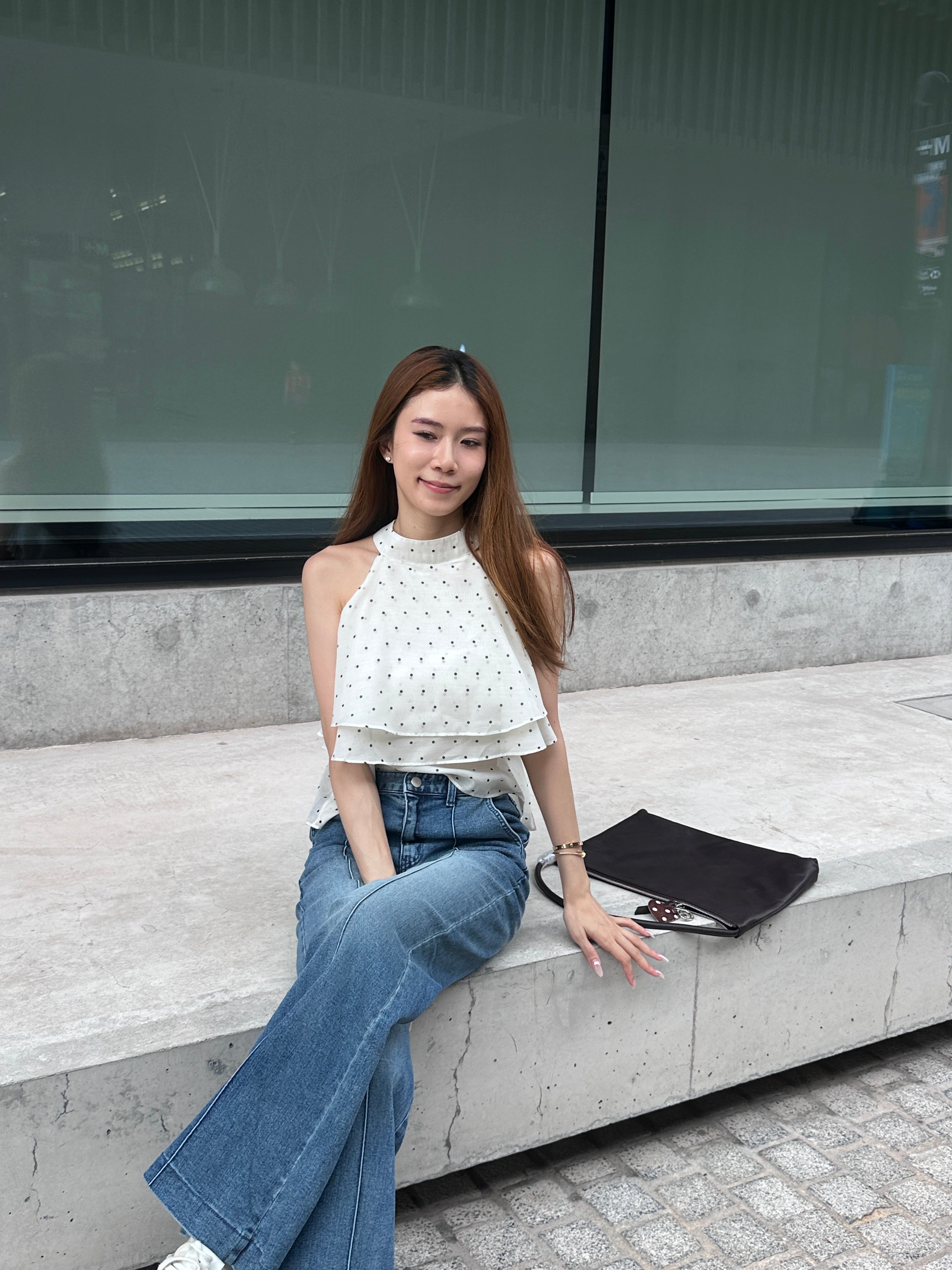 Dotted Crewneck Tank Top