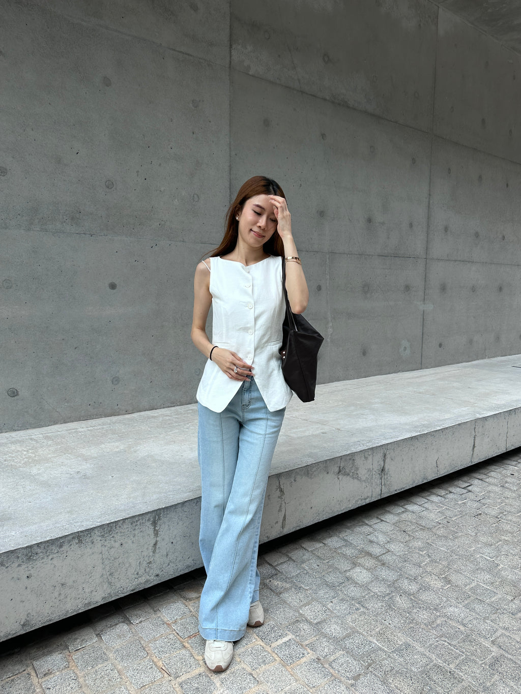 Lined Wide Leg Denim Jeans
