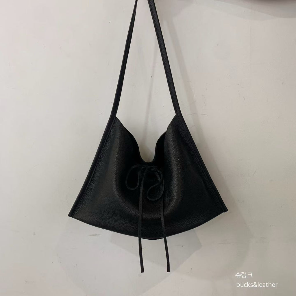 Real Leather Tied Ribbon Shoulder Bag