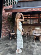 Off Shoulder Ruffles Maxi Dress