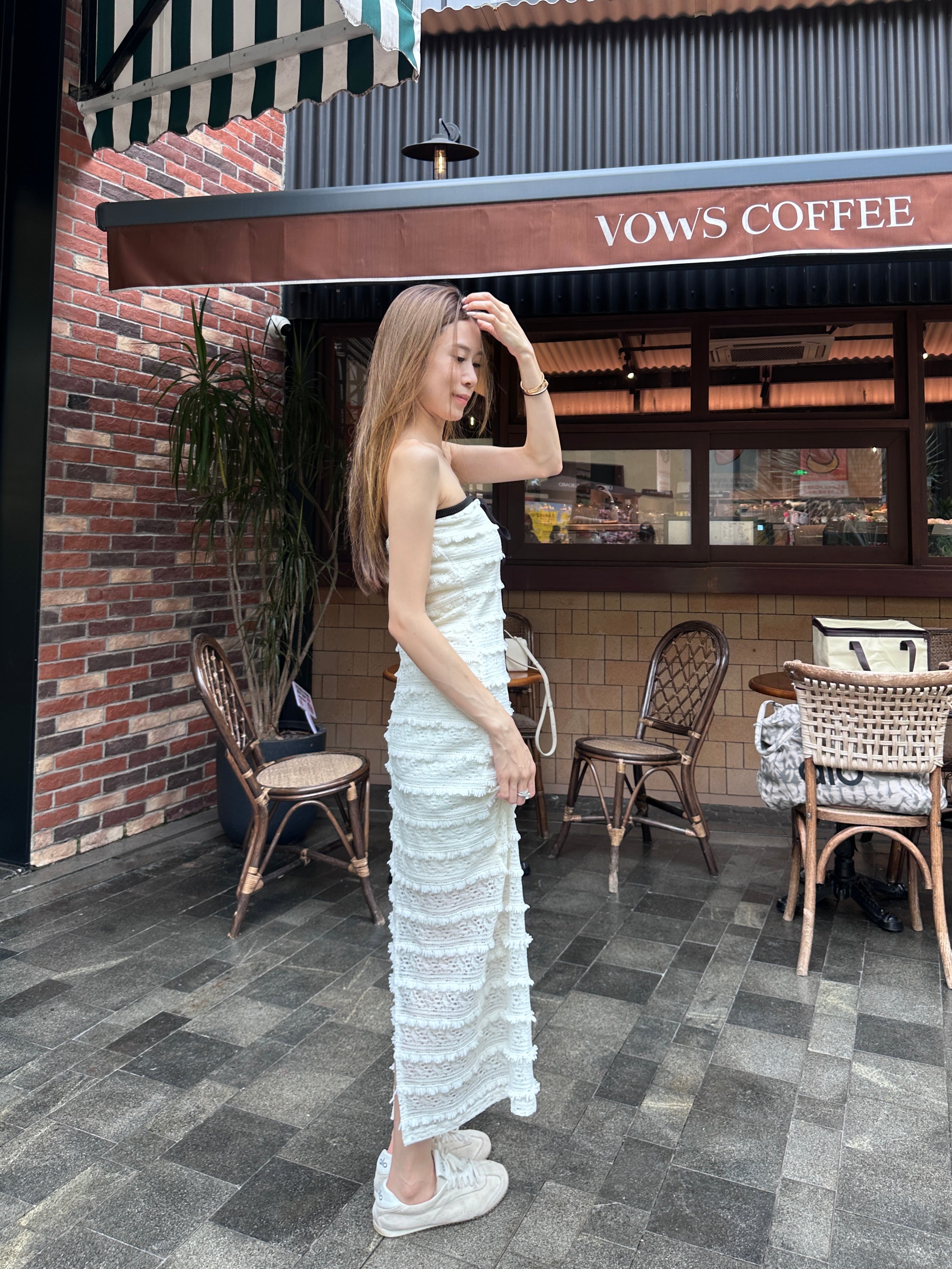 Off Shoulder Ruffles Maxi Dress