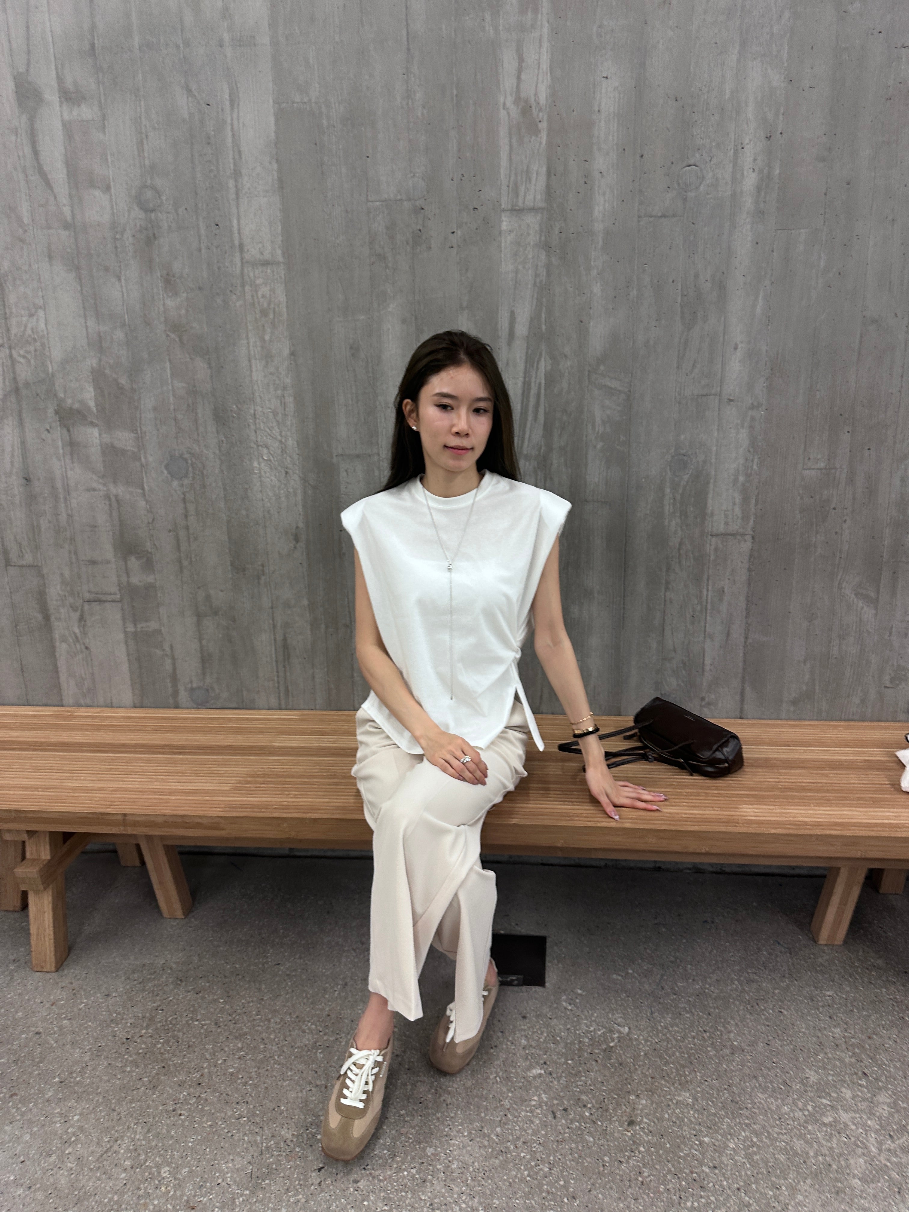 Shoulder Pads Tied Tank Top