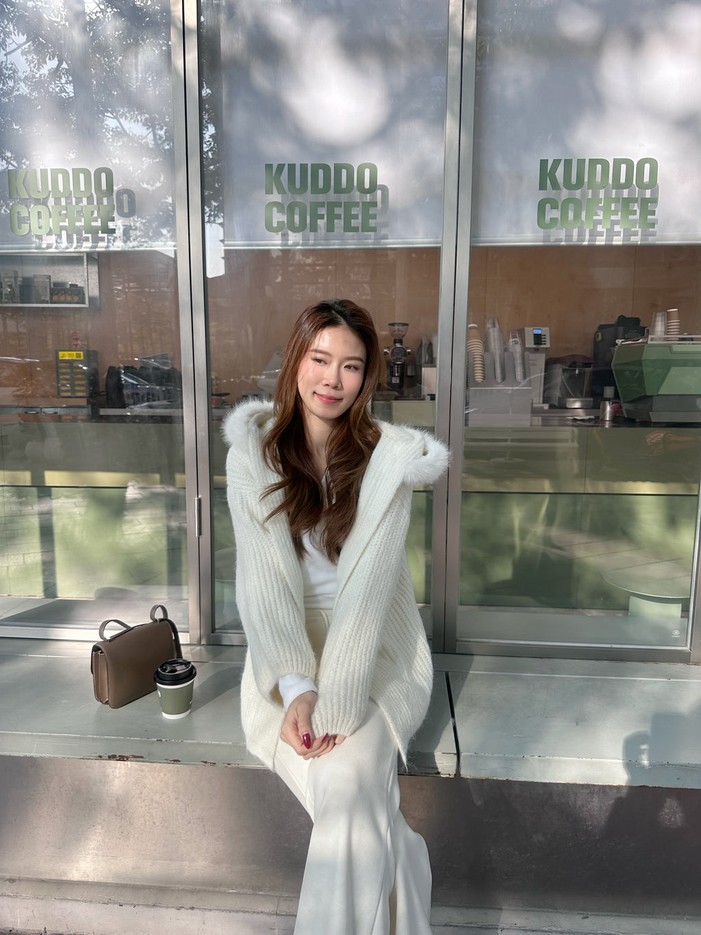 Fluffy Bear Removable Hat Cardigan