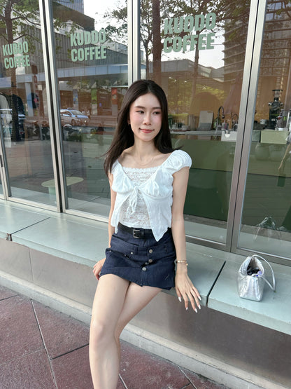 Lace Inside Tied T Top