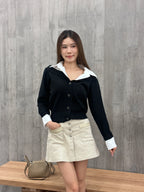 Leather lined Denim Skirt shorts
