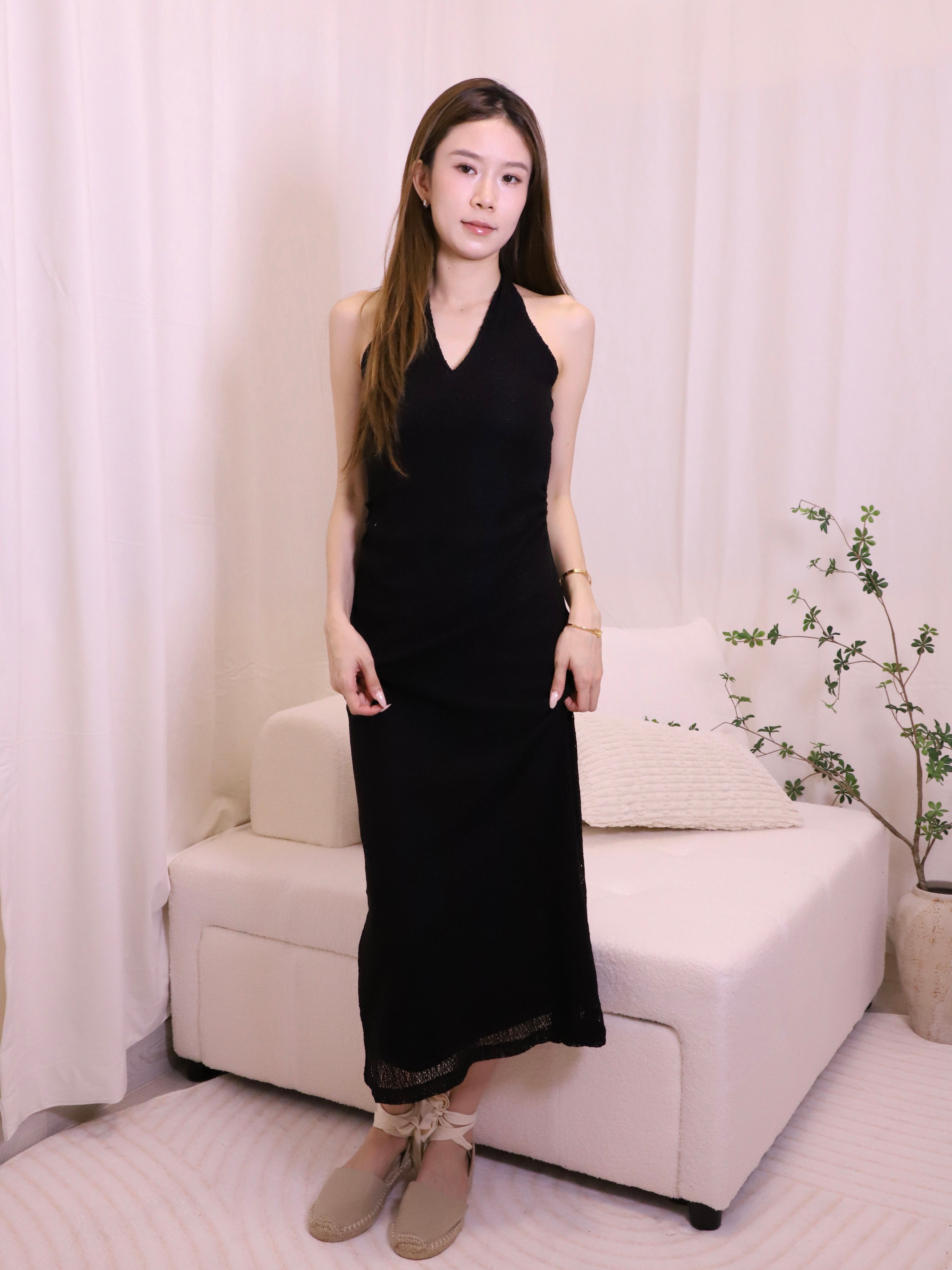 Summer Cross Neck Maxi Dress with pads