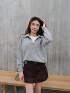 White base collar knitted sweater