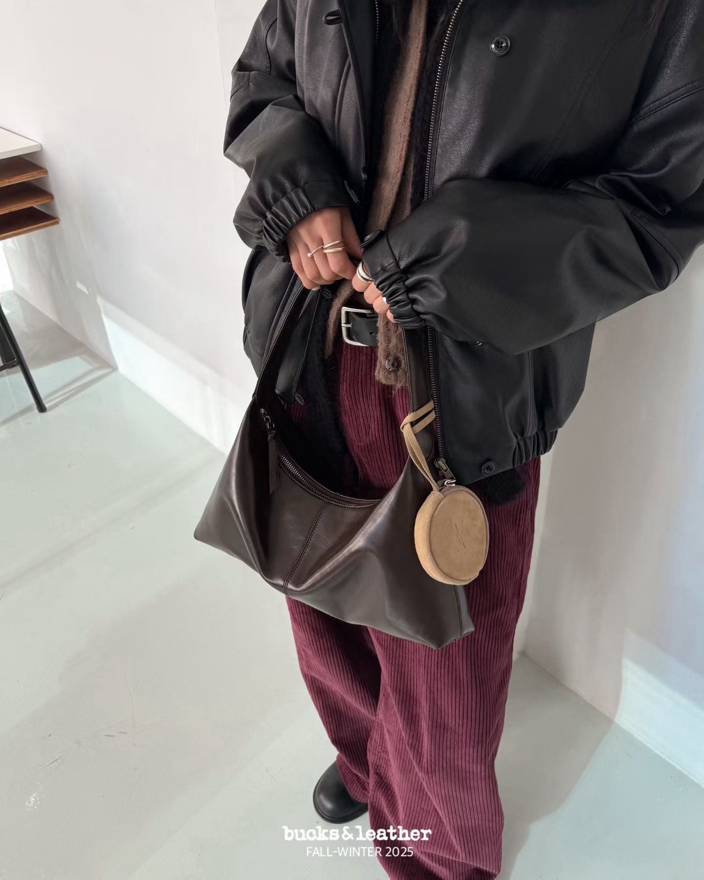 Real Leather Triangle French Bag