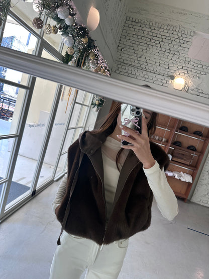 Rabbit Fur Vest with hat