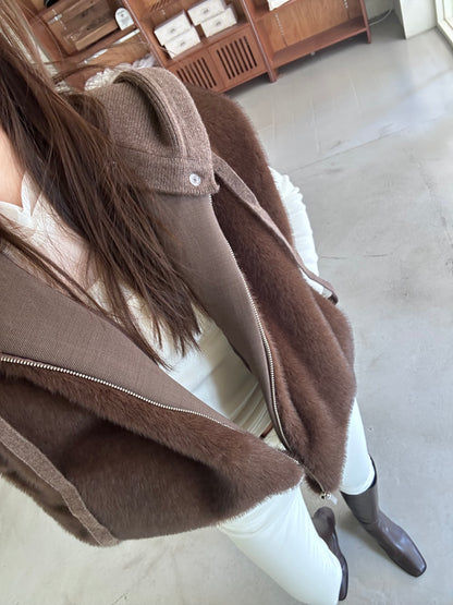 Rabbit Fur Vest with hat
