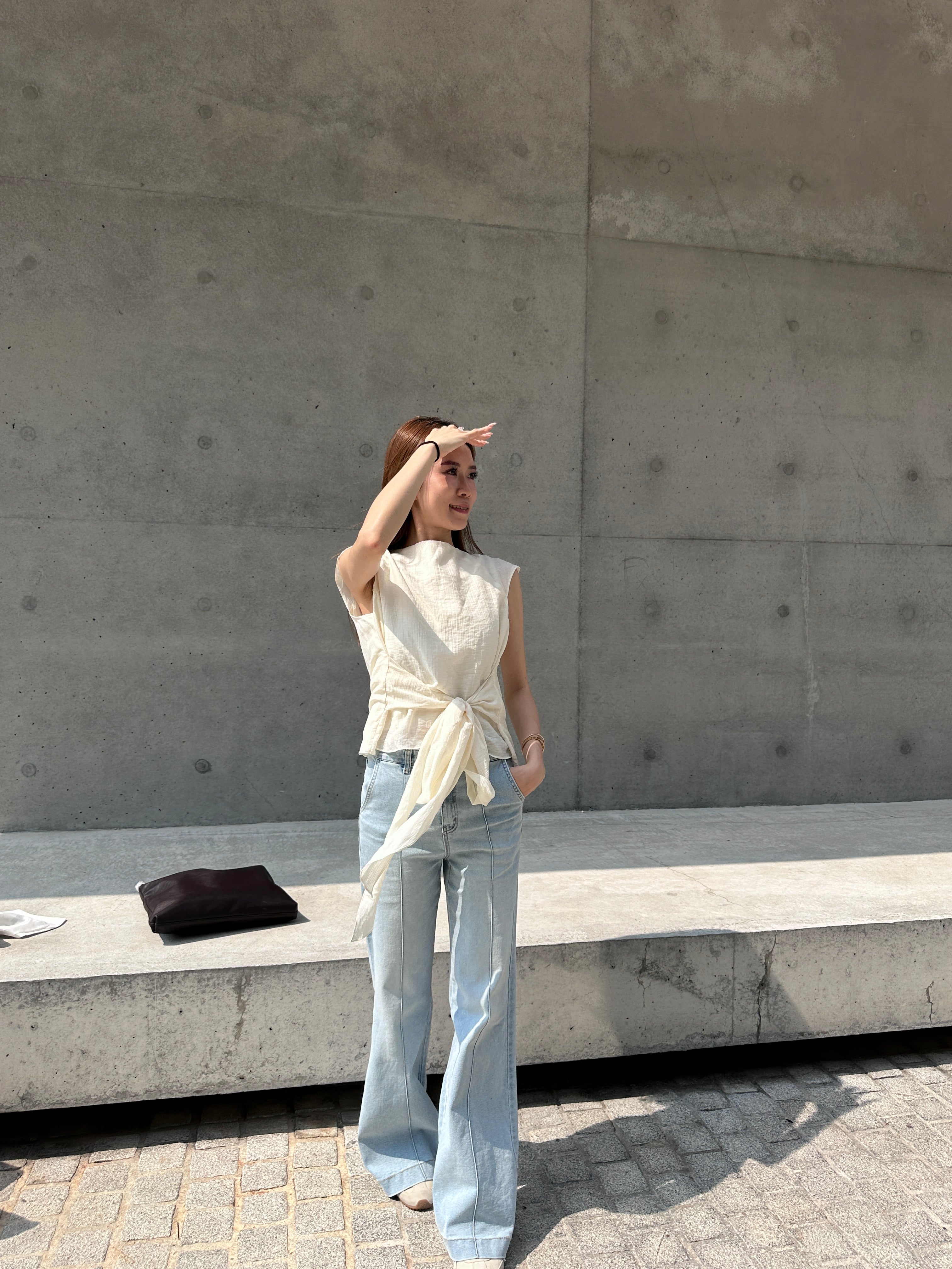 Chiffon Cross Waist T Top