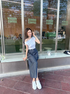 Linen Button In Maxi Skirt