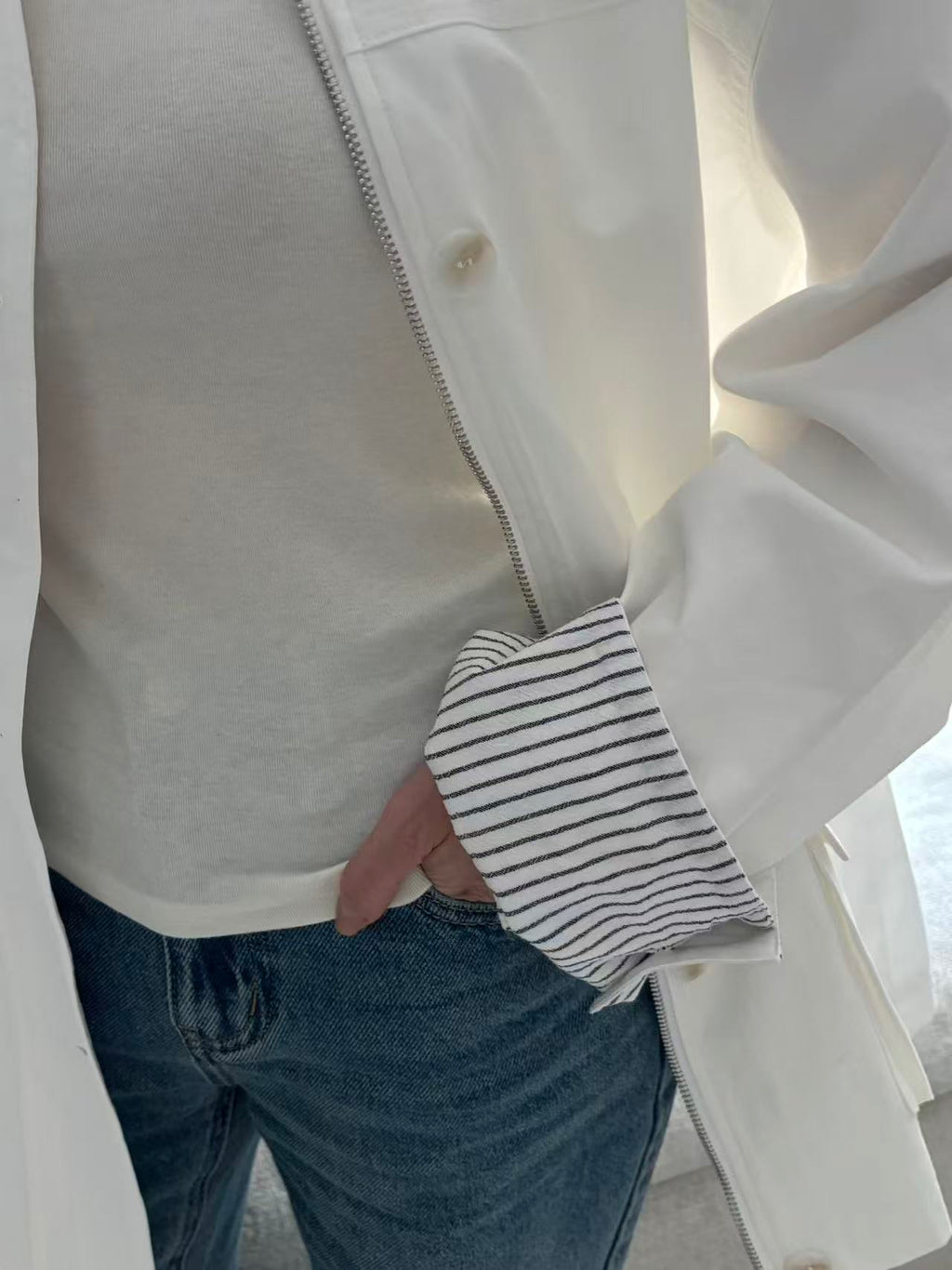 Mix Shirt Layered Trench Coat