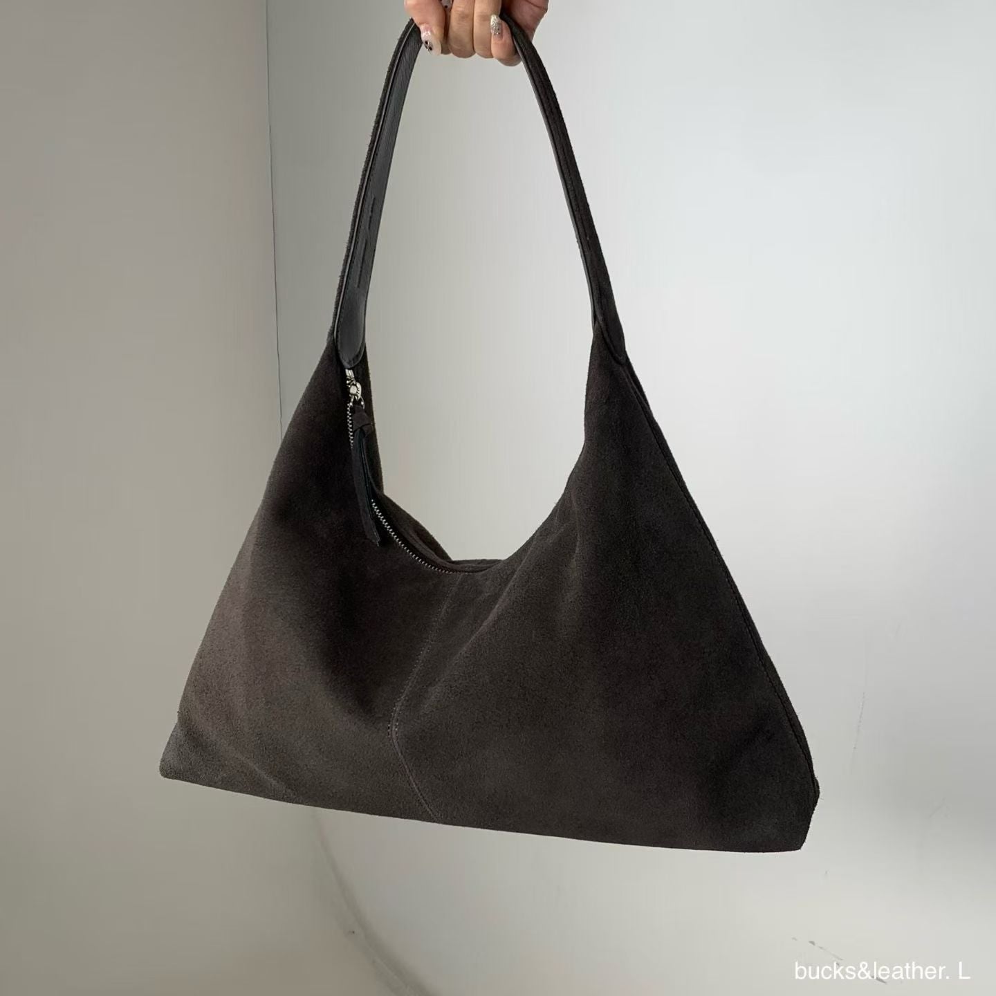 Real Leather Triangle Zipped Bag
