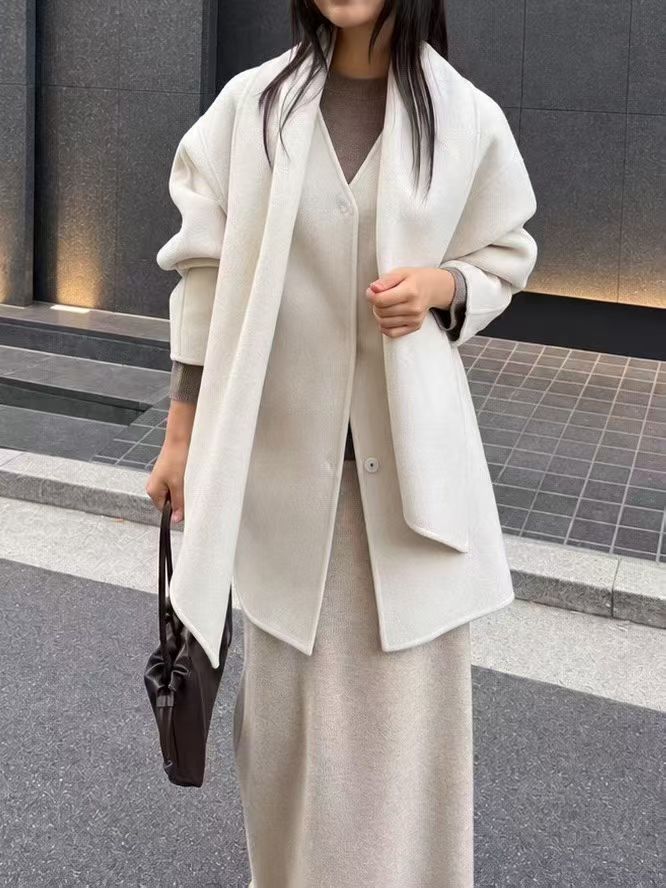 Wide Collar Tie Coat