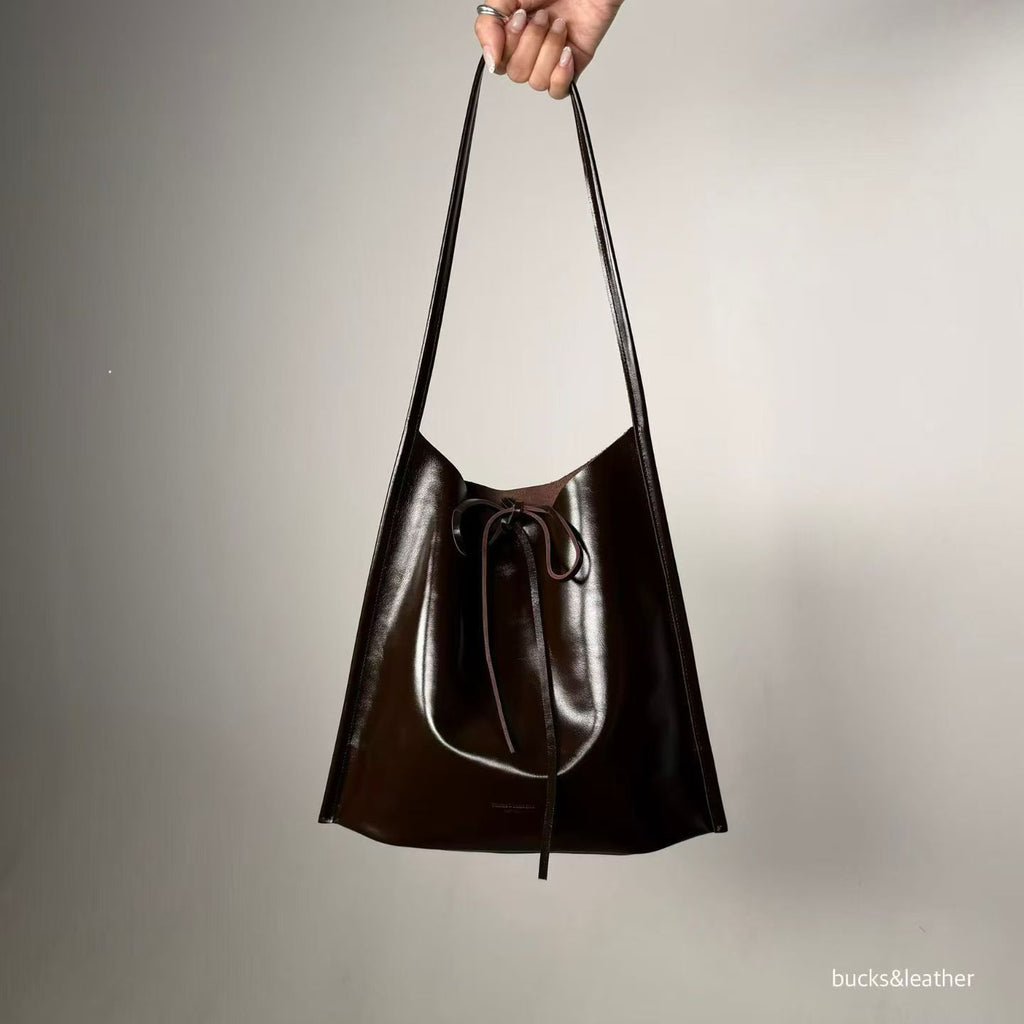 Real Leather Tied Long Shoulder Bag