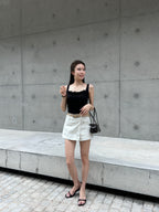 Ruffles Neck Cotton Tank Top