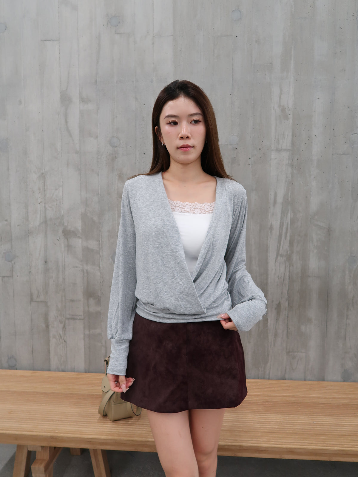 Burgundy Suede Skirt with belt