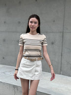 Knitted Striped T Top