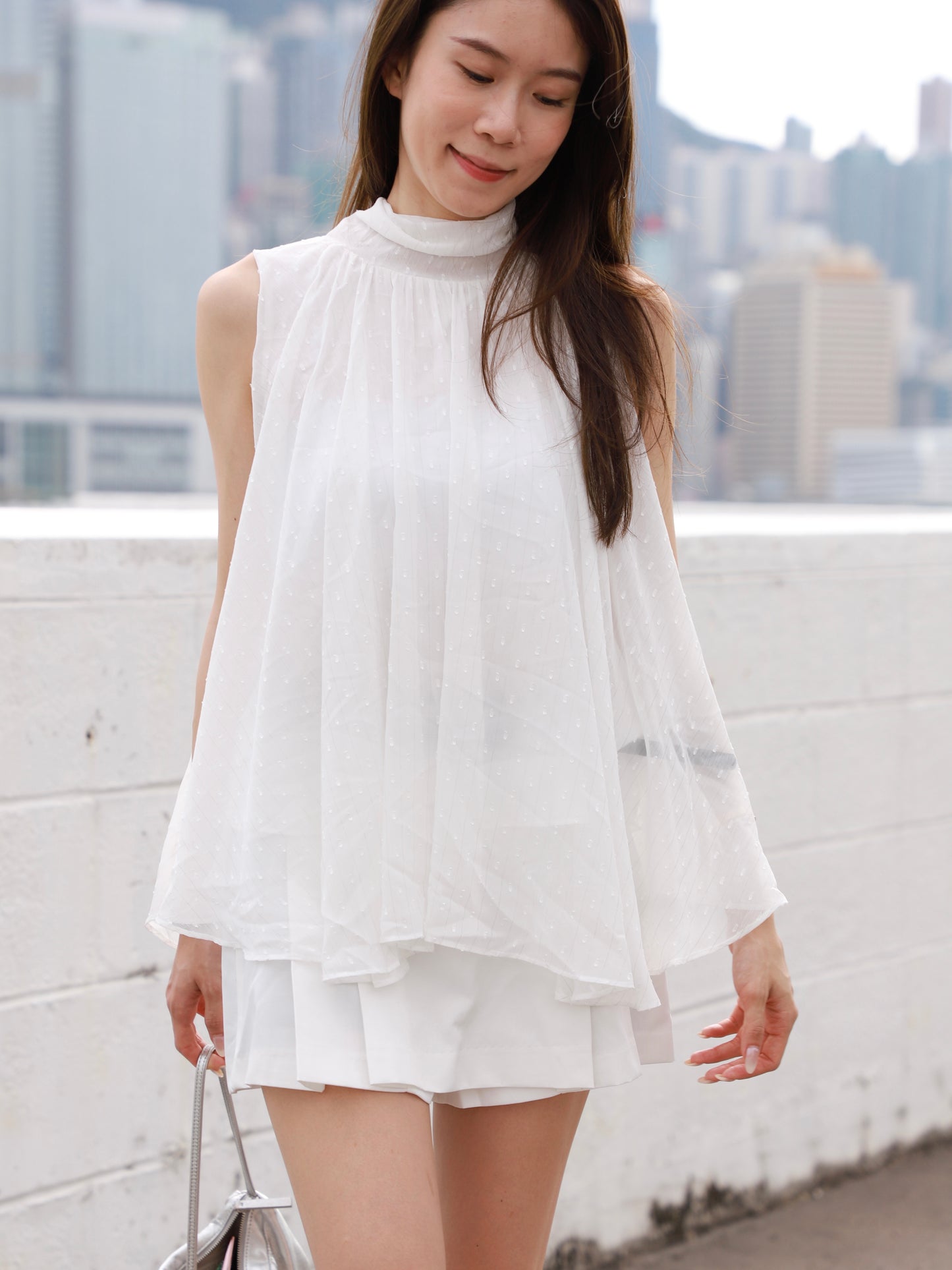 Chiffon Ribbon Alined Tank Top