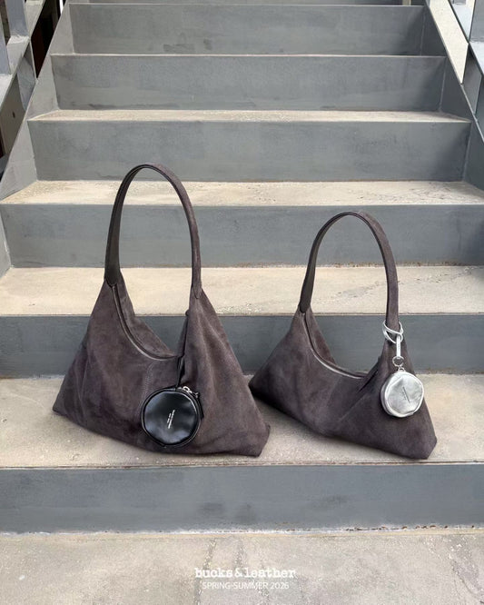 Real Leather Triangle French Bag