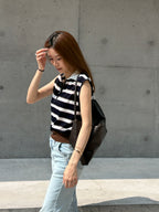 Striped Zipped Vest