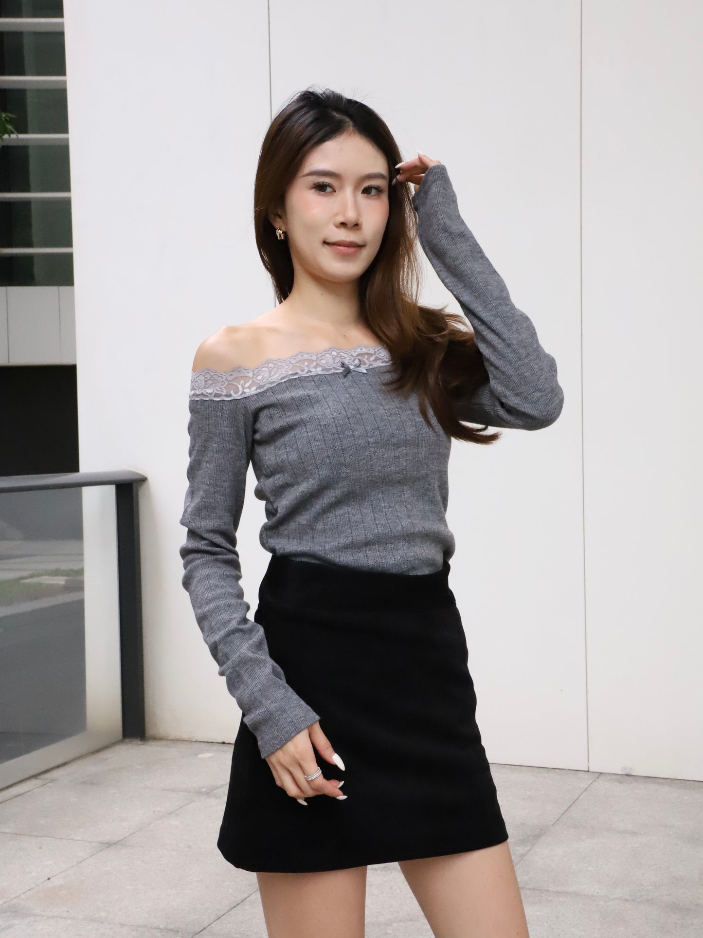 Lace Mix Off Shoulder Top