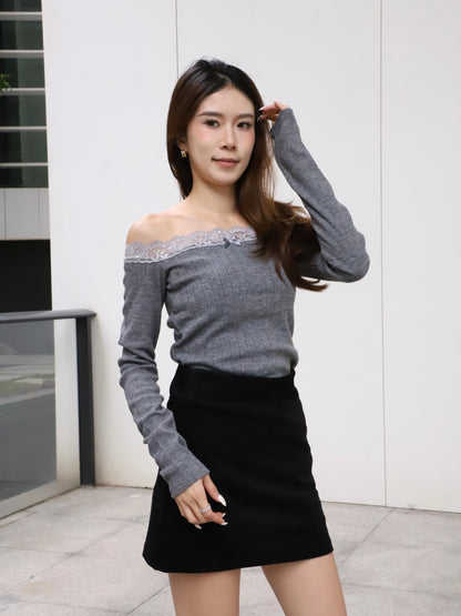 Lace Mix Off Shoulder Top