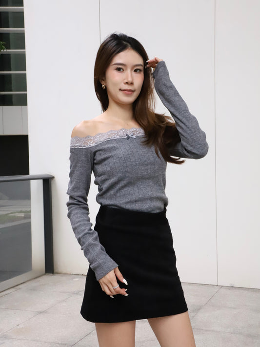 Lace Mix Off Shoulder Top