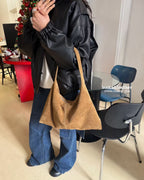 Real Leather Triangle Zipped Bag