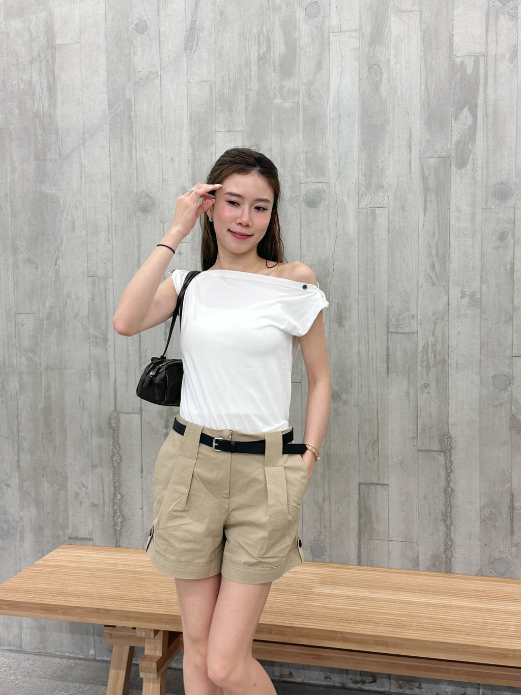 Button on Shoulder T Top
