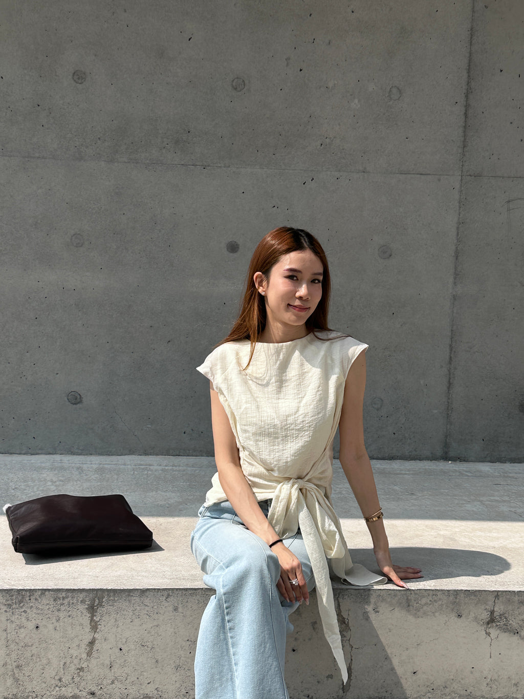 Chiffon Cross Waist T Top