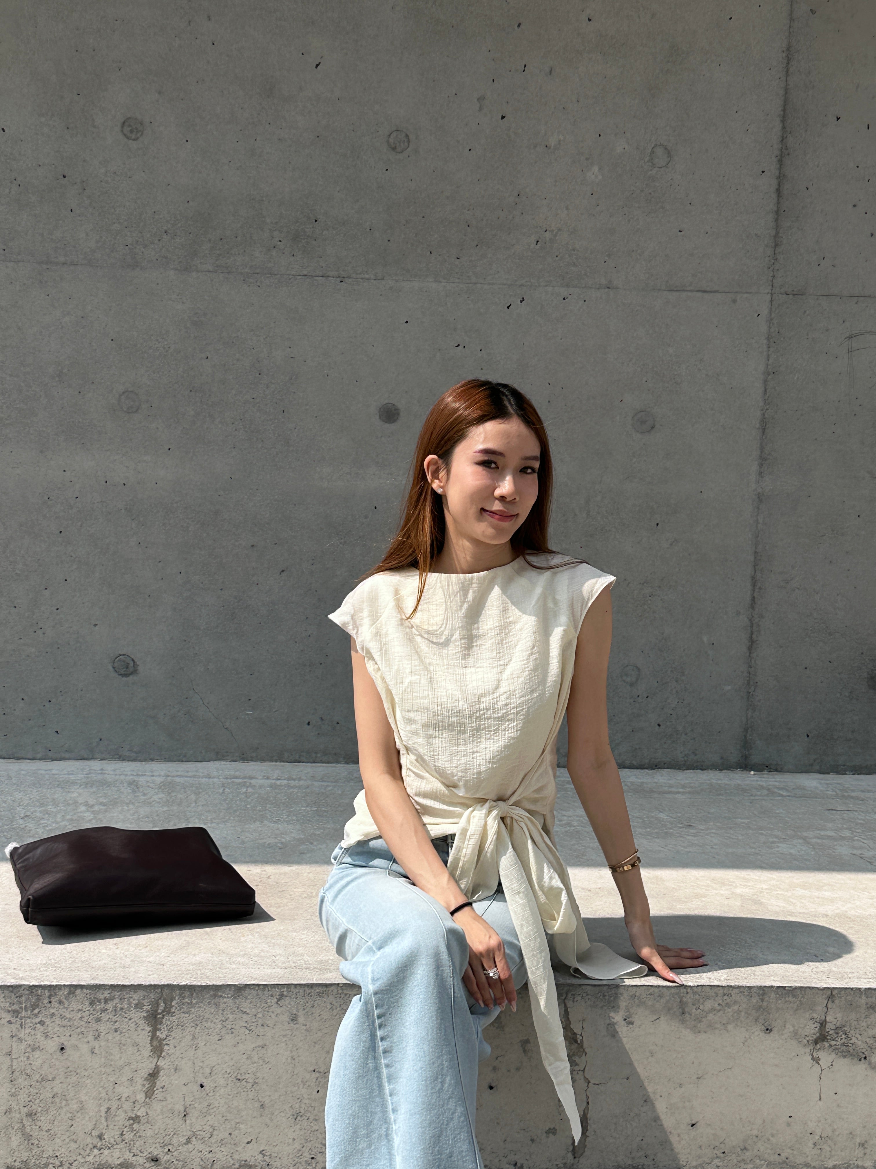 Chiffon Cross Waist T Top