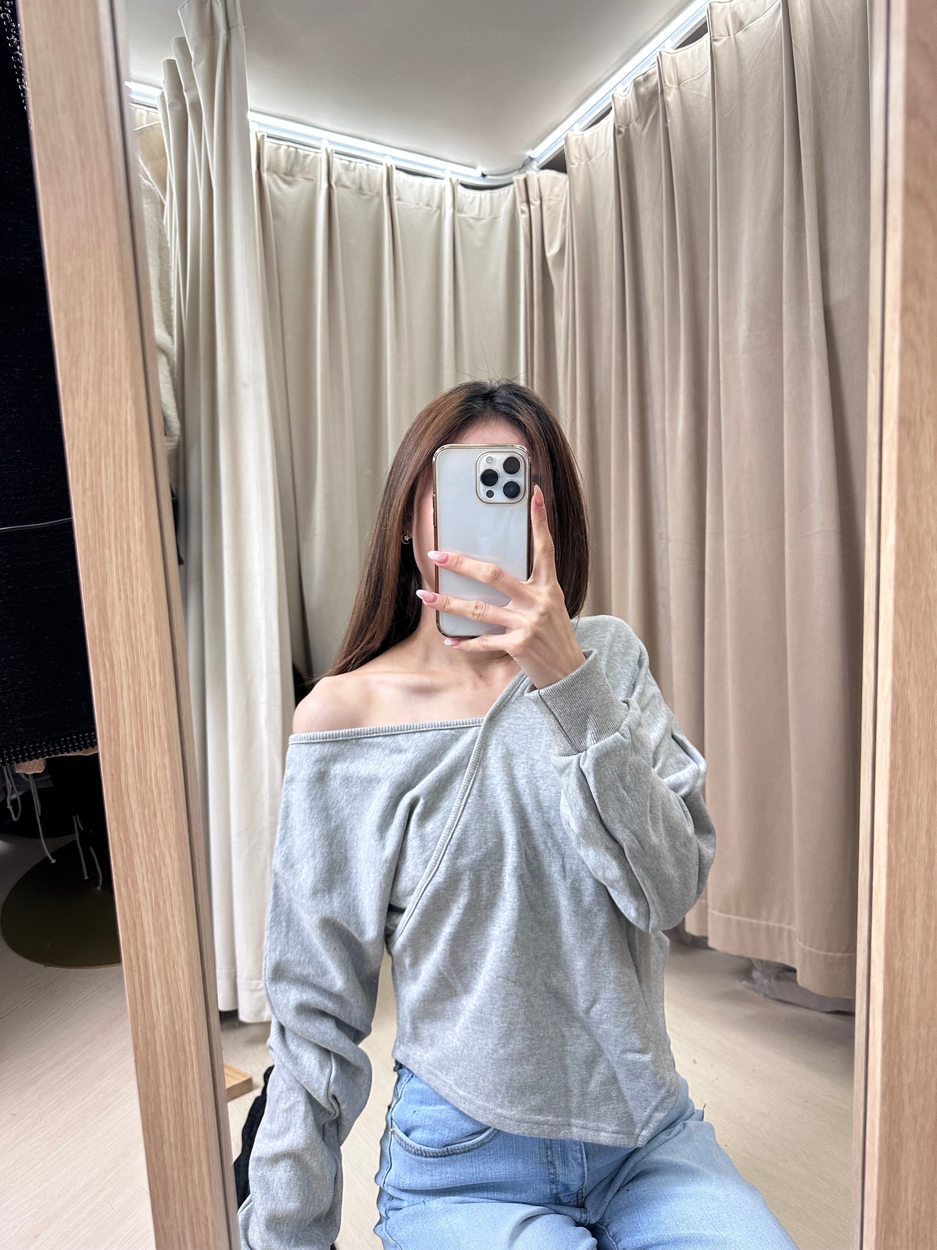 V Slide Cotton Sweater