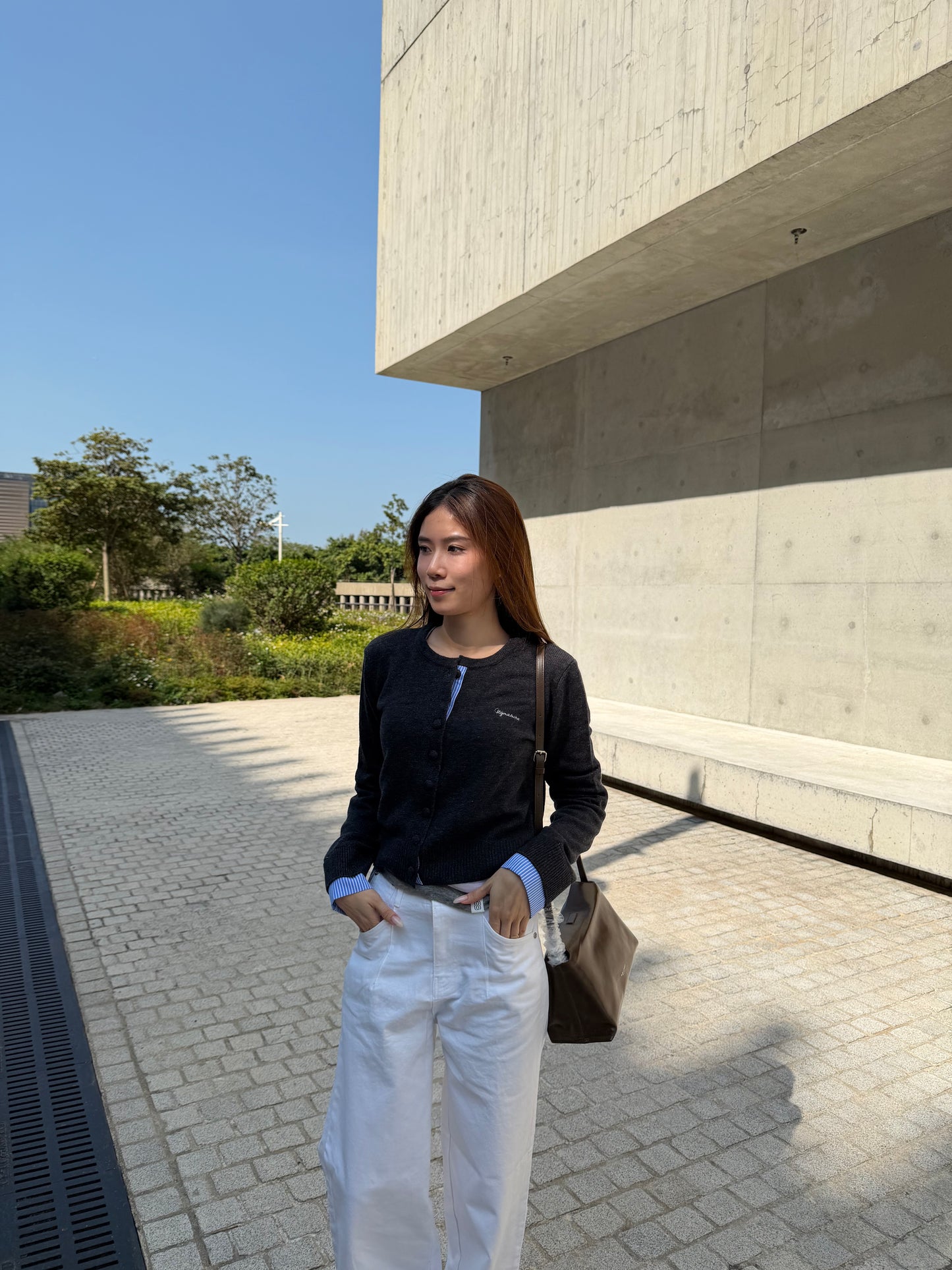 Mix Checked Wool Cardigan