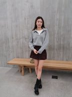 White base collar knitted sweater