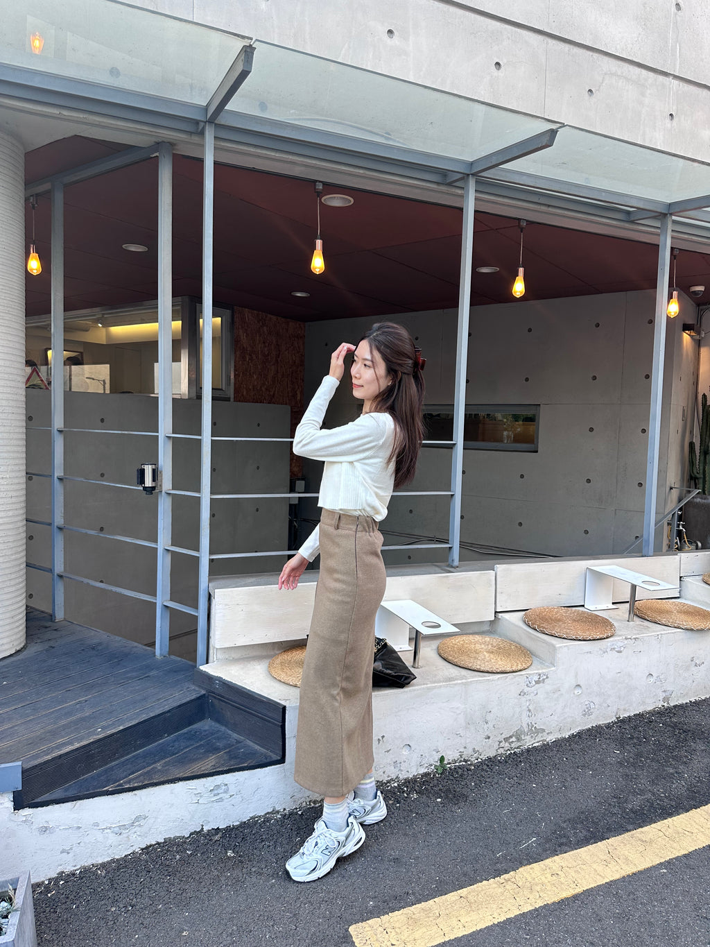 Wool Slit Maxi Skirt