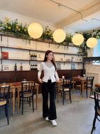 Cotton Button Flare Pants