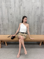 Linen Cross Shoulder Tank Top