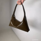 Real Leather Triangle Zipped Bag 牛皮亮面