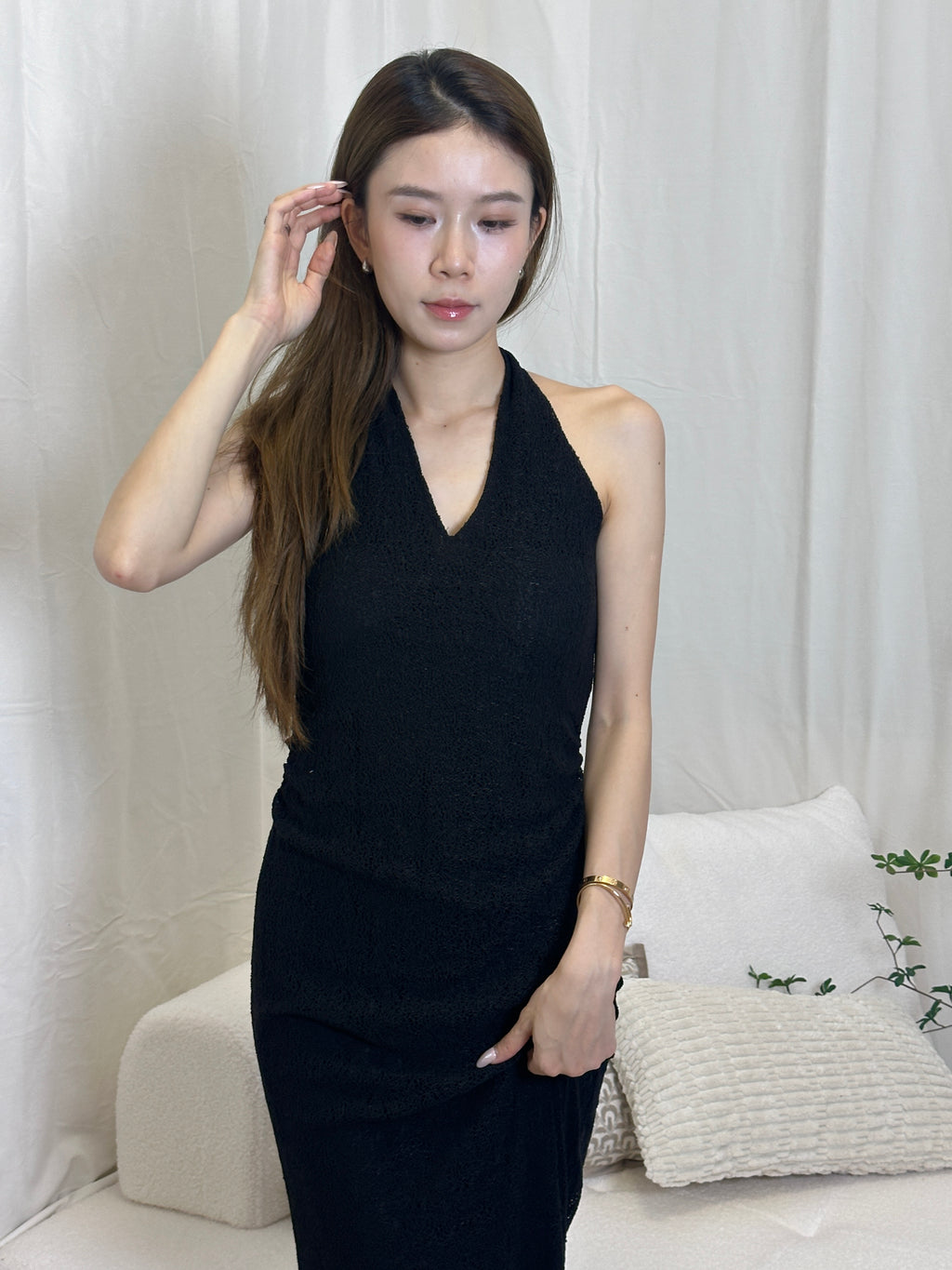 Summer Cross Neck Maxi Dress with pads