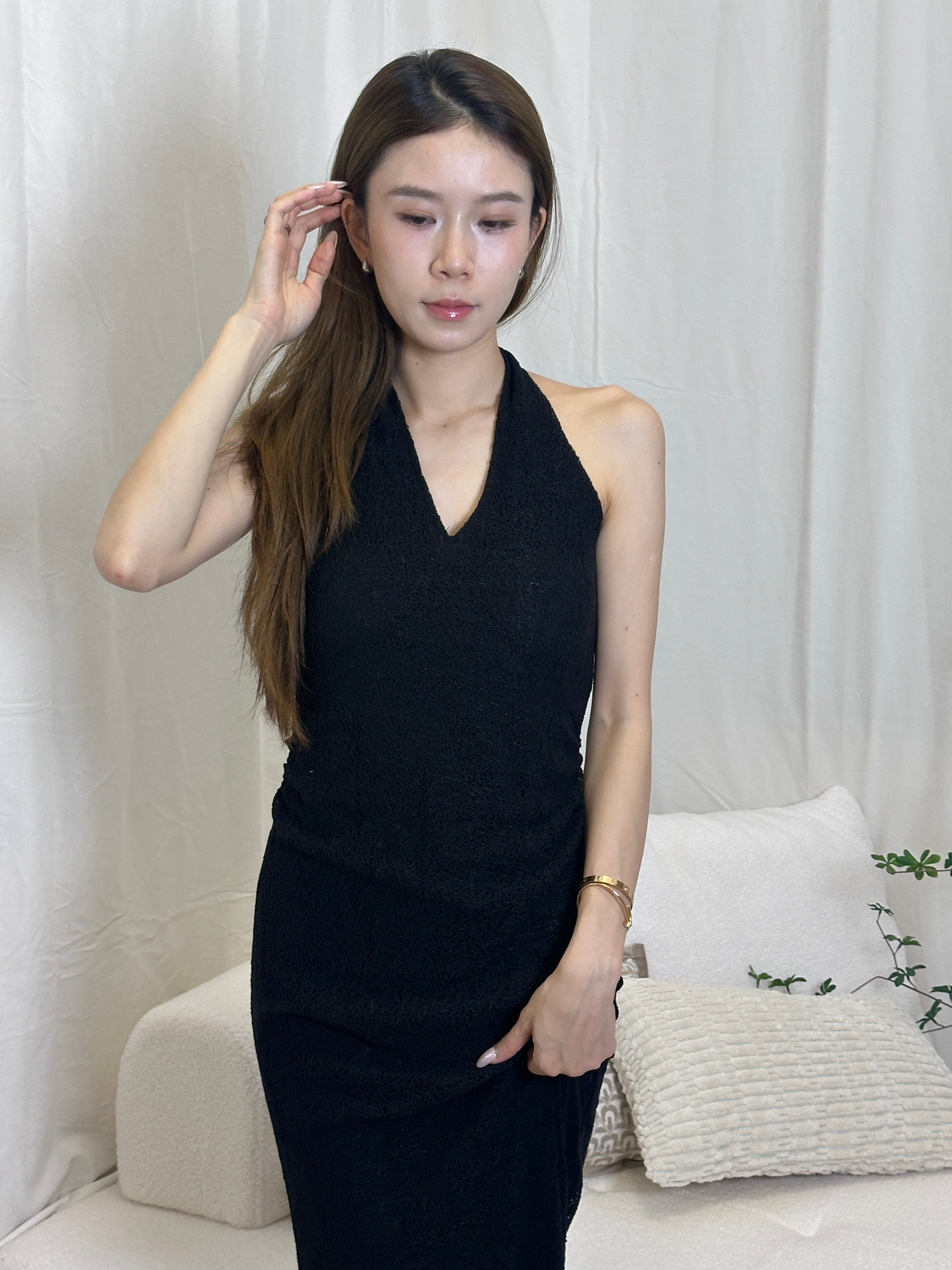 Summer Cross Neck Maxi Dress with pads