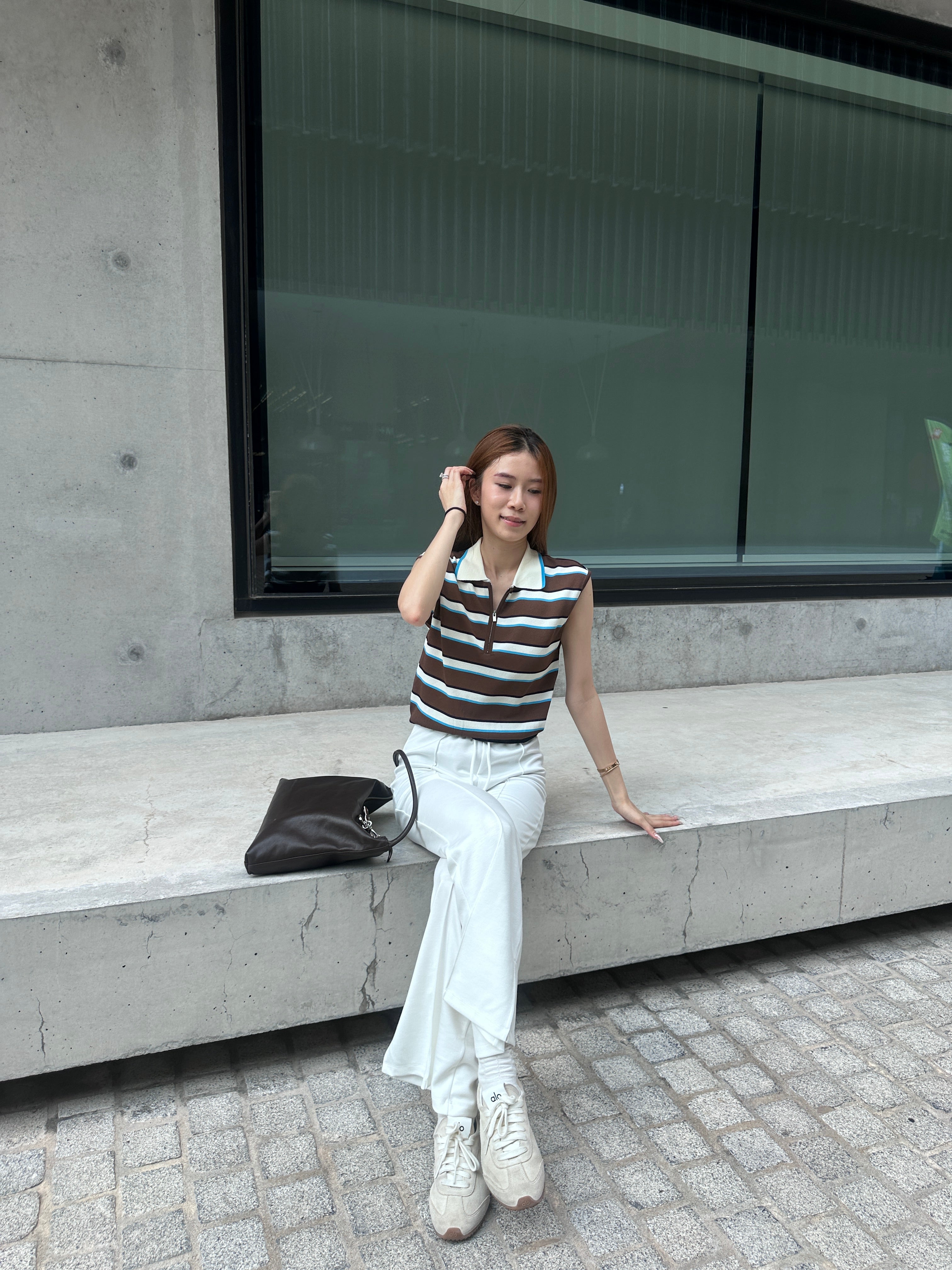 Striped Zipped Vest