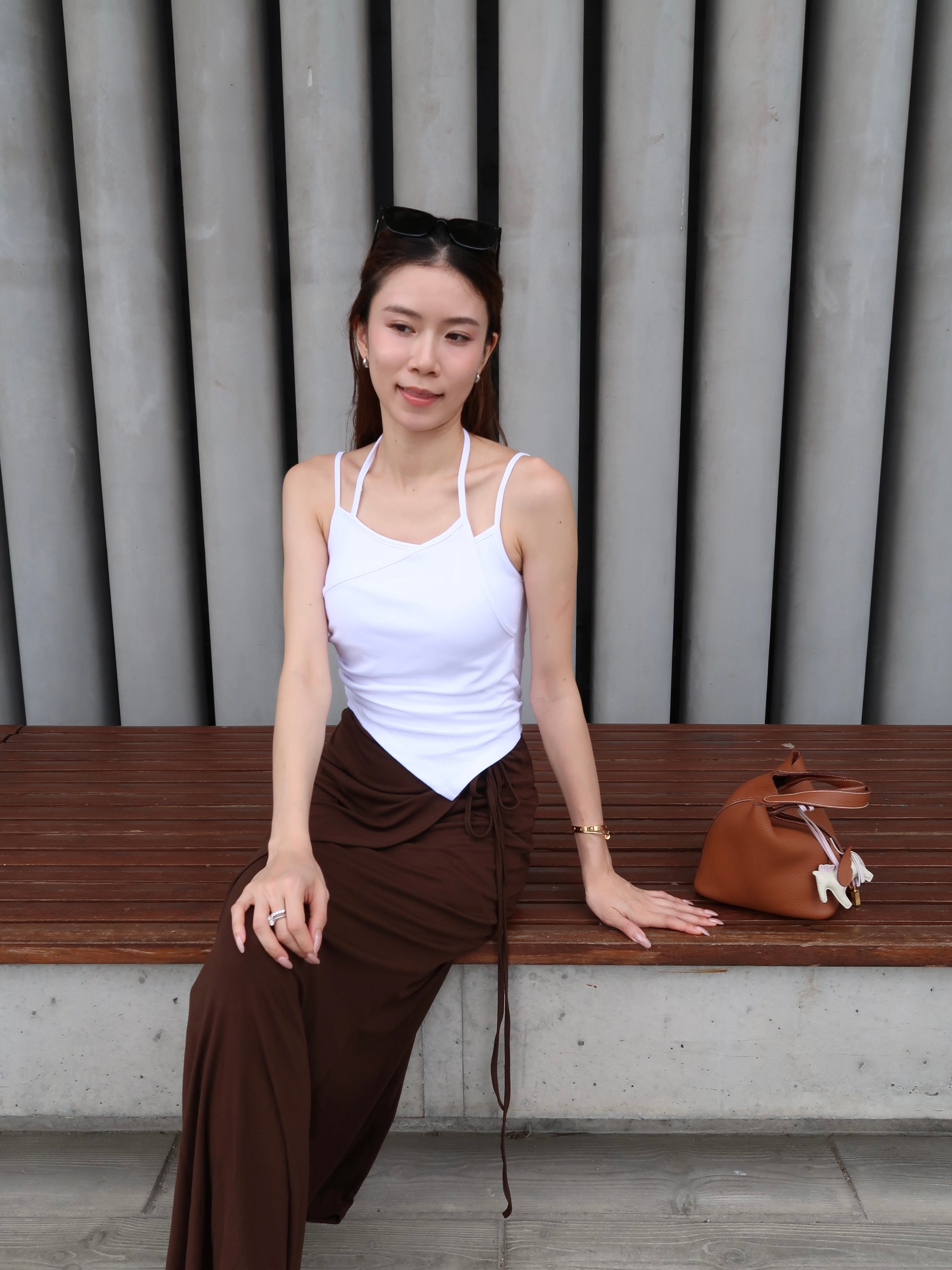 Cross Neck Cotton Tank Top with pads