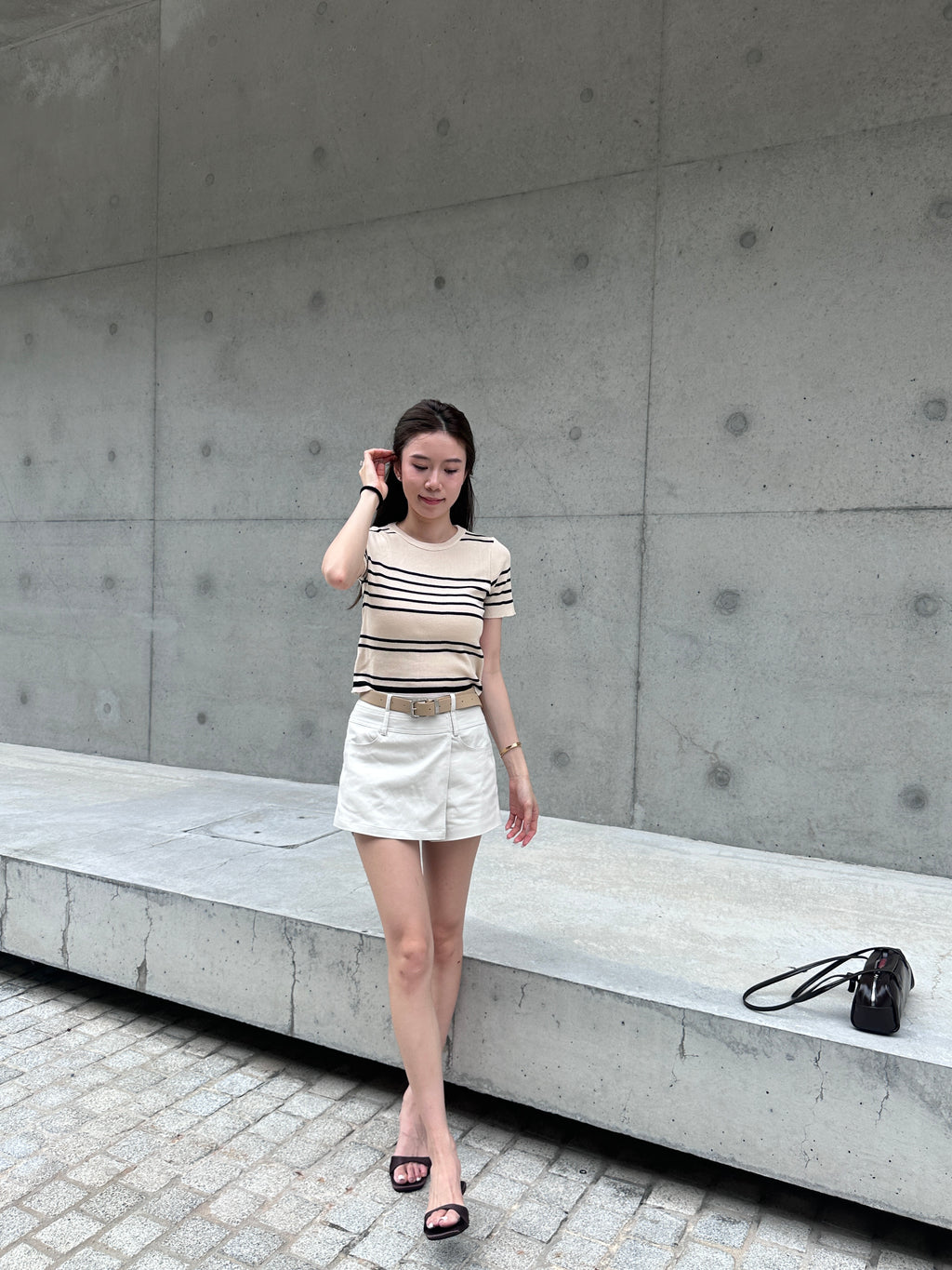 Knitted Striped T Top